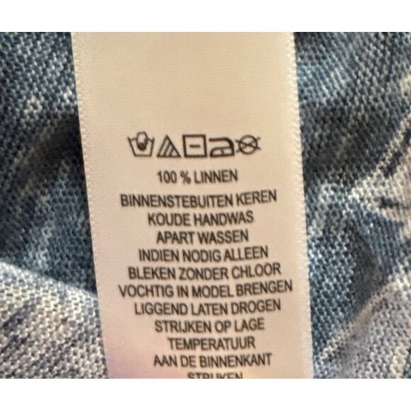 Joie Womens Top Med Blue Floral 100% Linen Cap Sleeve Asymmetric Hem Blouse - Picture 5 of 6